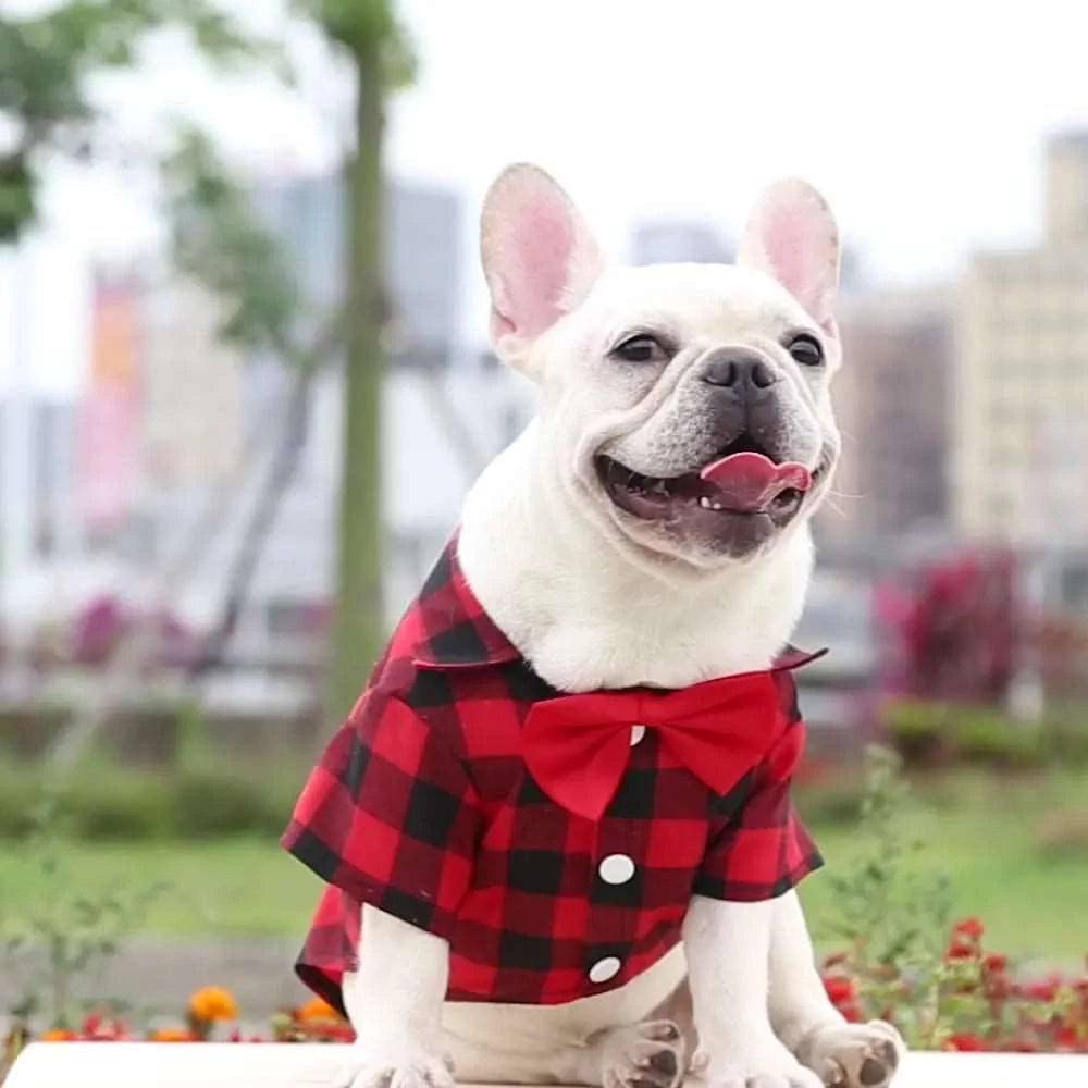 Red Bowtie Dog Shirts Classical Plaid Thin Breathable Summer Clothes for Small Large Dogs Puppy Vest Chihuahua Yorkies TRENDYPET'S ZONE