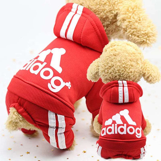 Red Dog Hoodies Winter Pet Jumpsuit Pajamas Four Legged TRENDYPET'S ZONE