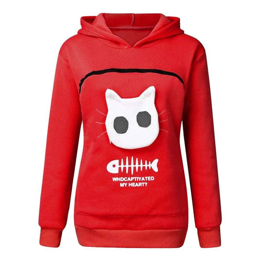 Red Fish Print High Quality Sweatshirt Cat Dog Lovers Hoodies Kangaroo Pet Paw Ears Cuddle Pouch Pullovers - Trendypet's Zone