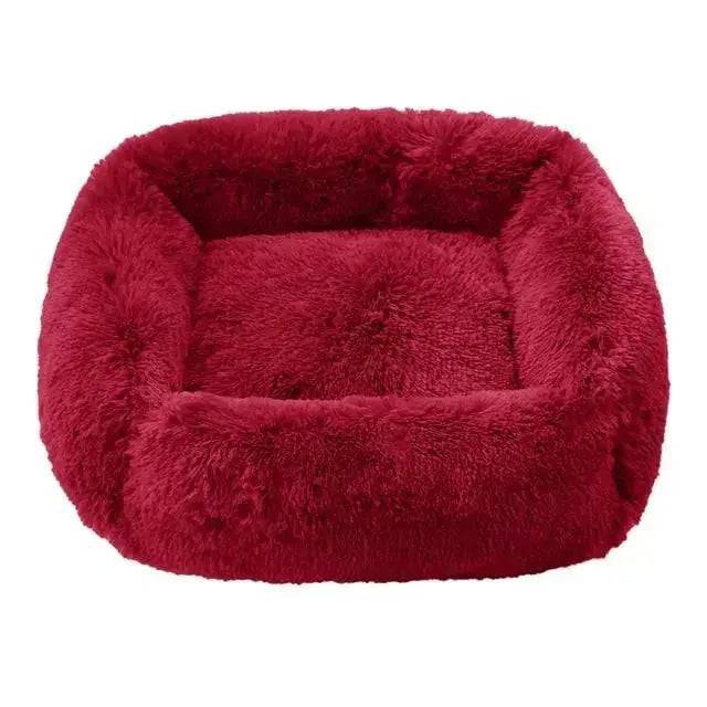 Red Fluffy Dog Sofa Bed Square Pet Beds Cat Mat Plush Dogs House Indoor Winter Warm Pet Sleeping Kennel For Small Medium Large Dogs - Trendypet's Zone