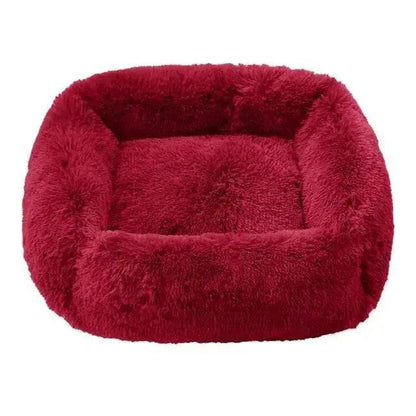 Red Fluffy Dog Sofa Bed Square Pet Beds Cat Mat Plush Dogs House Indoor Winter Warm Pet Sleeping Kennel For Small Medium Large Dogs - Trendypet's Zone