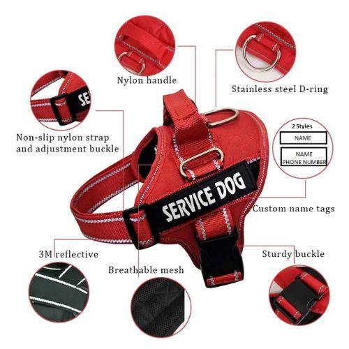 Red Nylon Reflective Dog Harness Personalized Breathable With ID Patch TRENDYPET'S ZONE