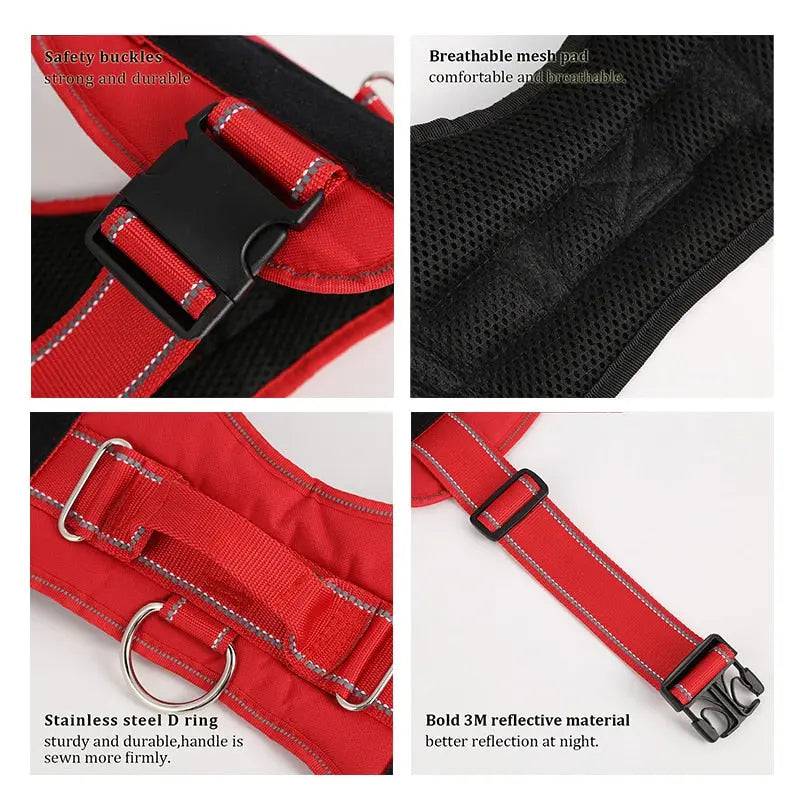 Red Nylon Reflective Dog Harness Personalized Breathable With ID Patch TRENDYPET'S ZONE