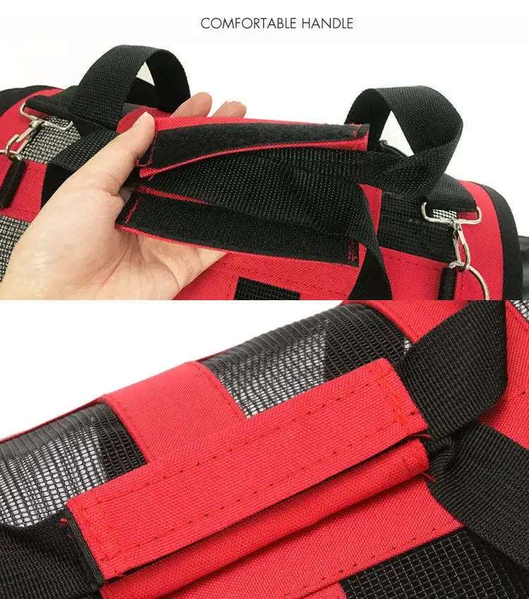 Red Pet Carrying Bag Large Capacity Portable Breathable Shoulder Bag For Outdoor Use Suitable For All Seasons TRENDYPET'S ZONE