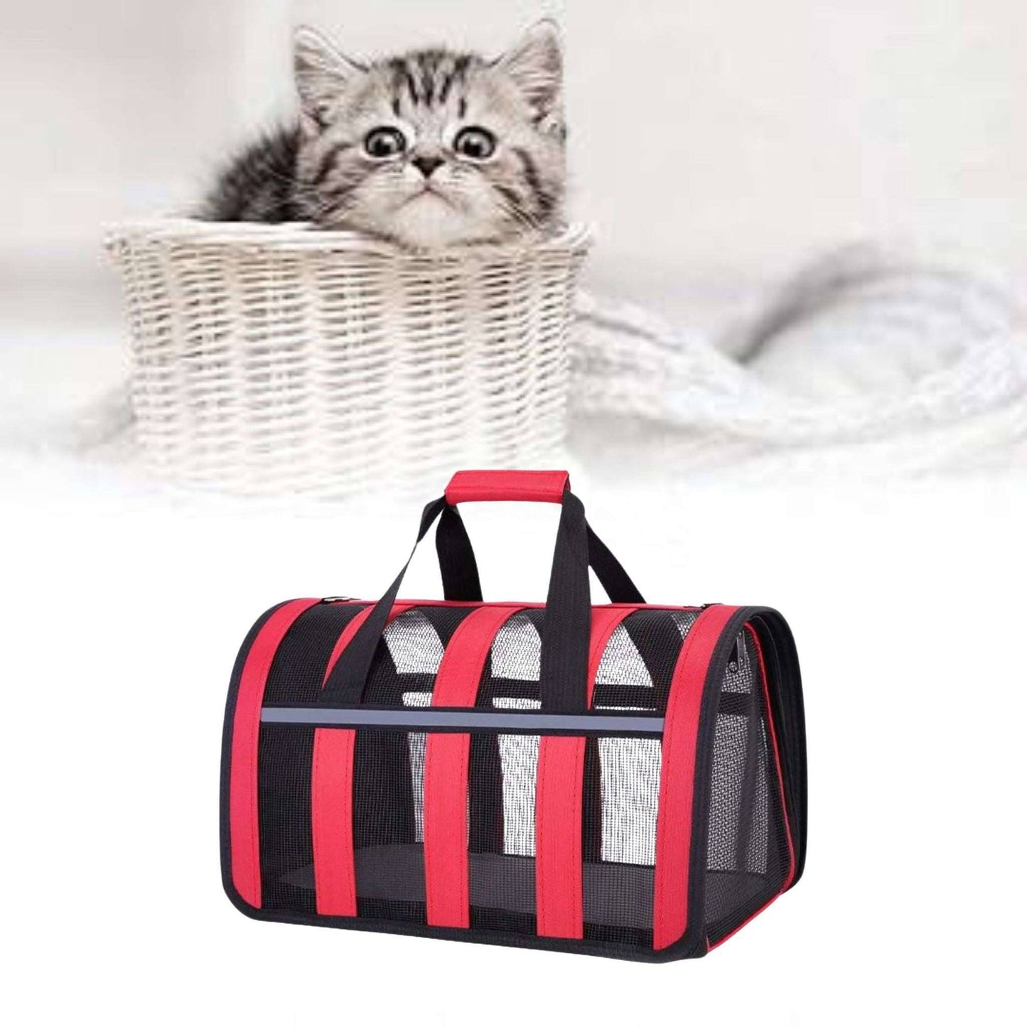 Red Pet Carrying Bag Large Capacity Portable Breathable Shoulder Bag For Outdoor Use Suitable For All Seasons TRENDYPET'S ZONE