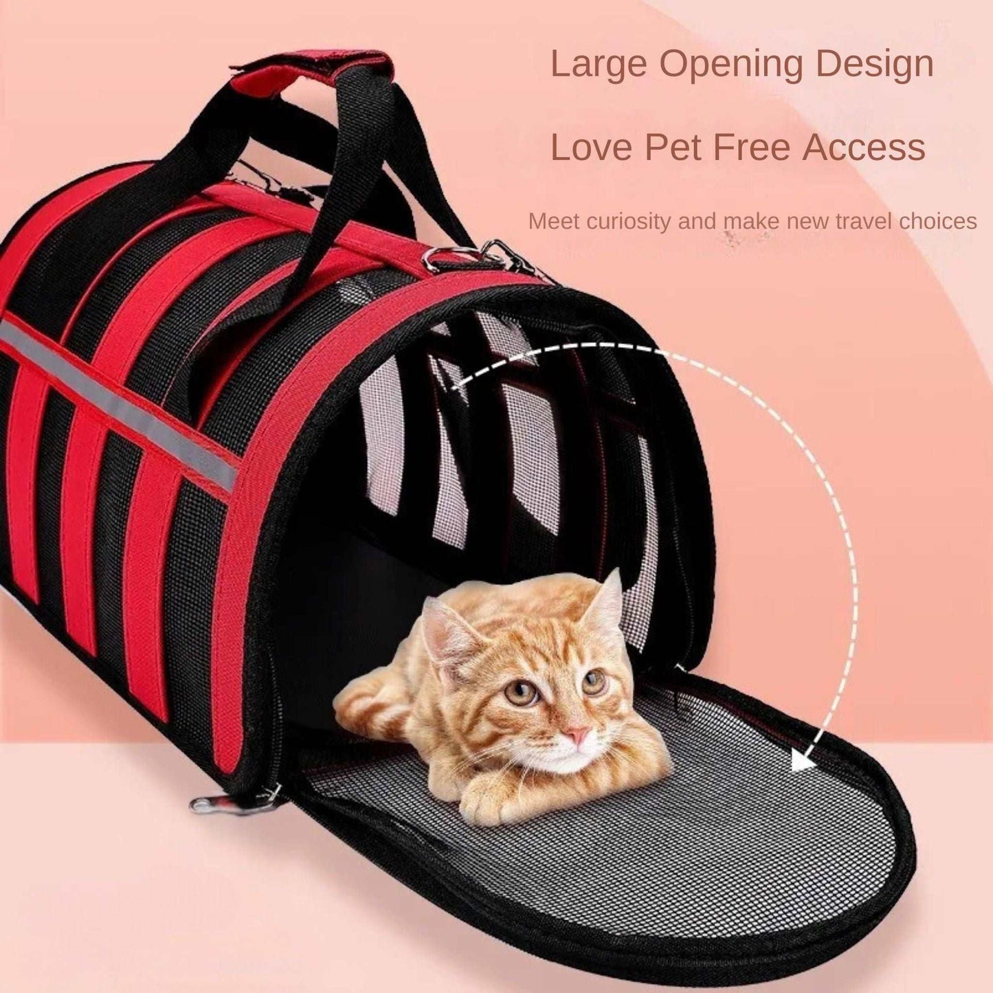 Red Pet Carrying Bag Large Capacity Portable Breathable Shoulder Bag For Outdoor Use Suitable For All Seasons TRENDYPET'S ZONE