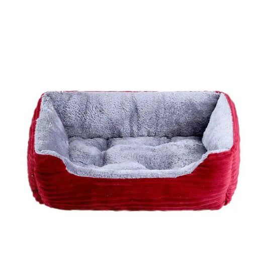 Red Pet Cat Dog Bed Cushion Square Soft Plush Kennel Dog Bed for Small Medium Dogs Cat Puppy Accessories Pet Sleep House Waterproof - Trendypet's Zone