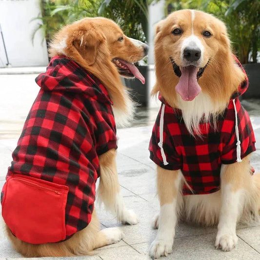 Red Plaid Dog Winter Coat Pet Jacket Plaid Vest Cold Weather Clothes Apparel - Trendypet's Zone