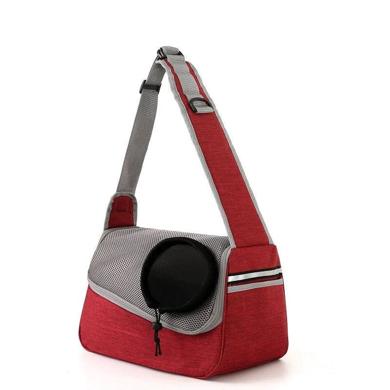 Red Portable Bag Pet Crossbody Bag Dog Cat One Shoulder Carrier Breathable Mesh Puppy Kitten Handbag - Trendypet's Zone