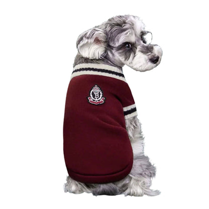 Red Preppy Style V-Neck Dog Sweater Warm Winter Pet Cloth TRENDYPET'S ZONE