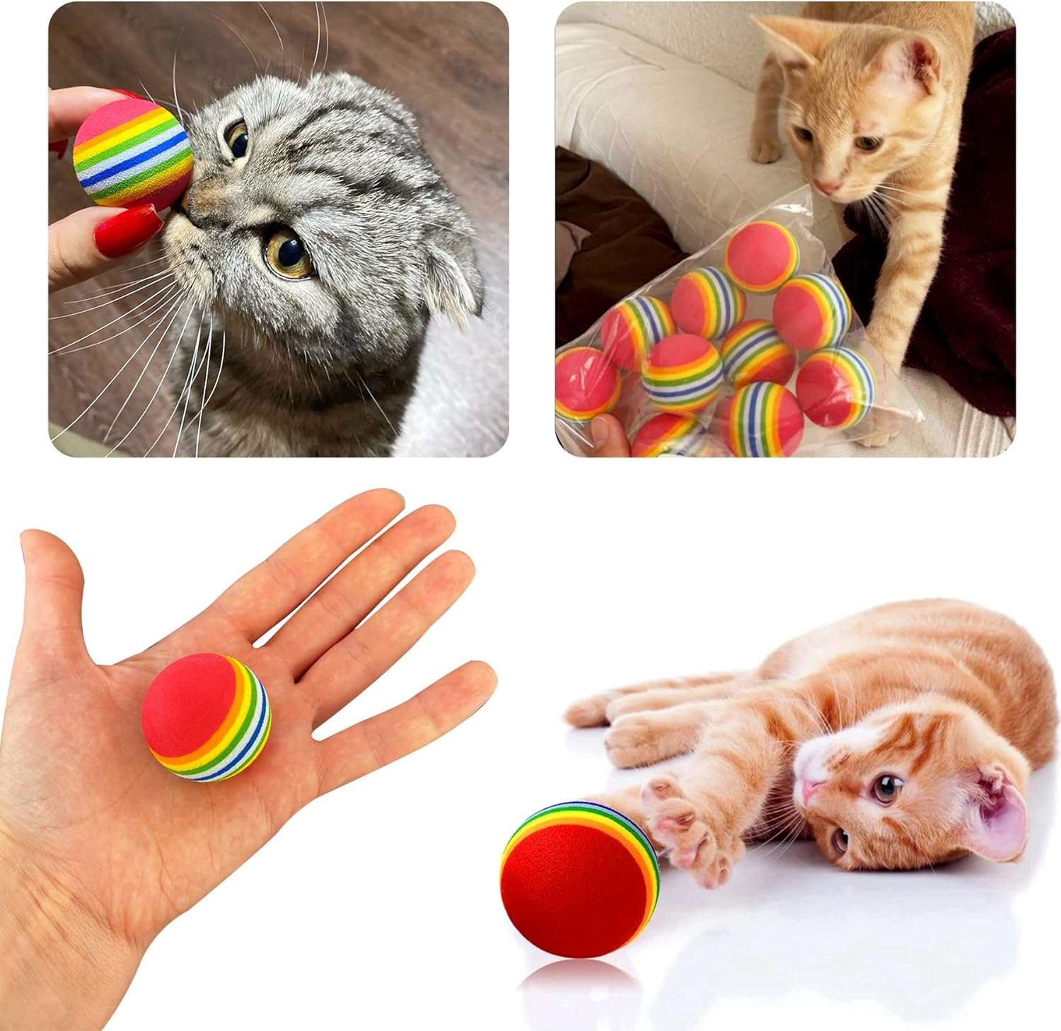 Red Rainbow Cat Toy Balls Soft Foam Interactive Indoor Kittens Favorite Chase Quiet Play Sponge Ball TRENDYPET'S ZONE