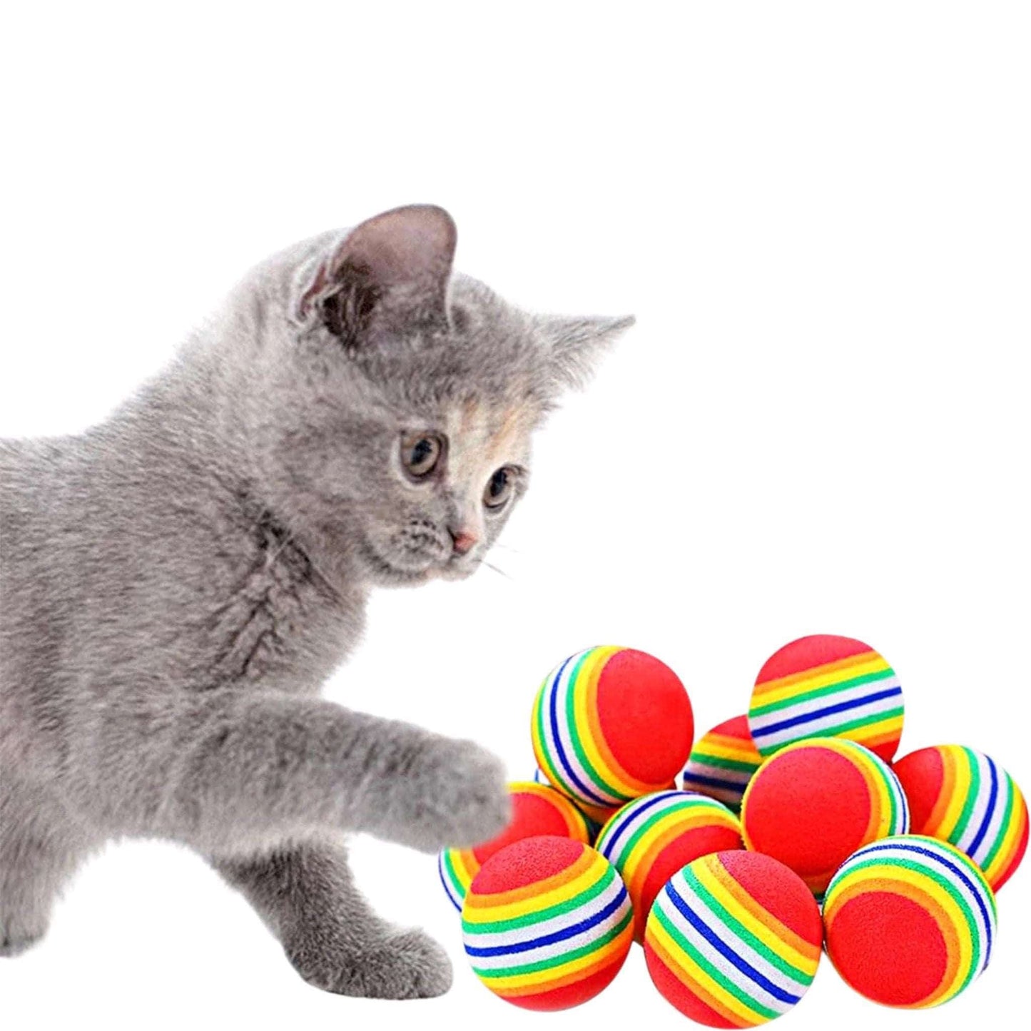 Red Rainbow Cat Toy Balls Soft Foam Interactive Indoor Kittens Favorite Chase Quiet Play Sponge Ball TRENDYPET'S ZONE