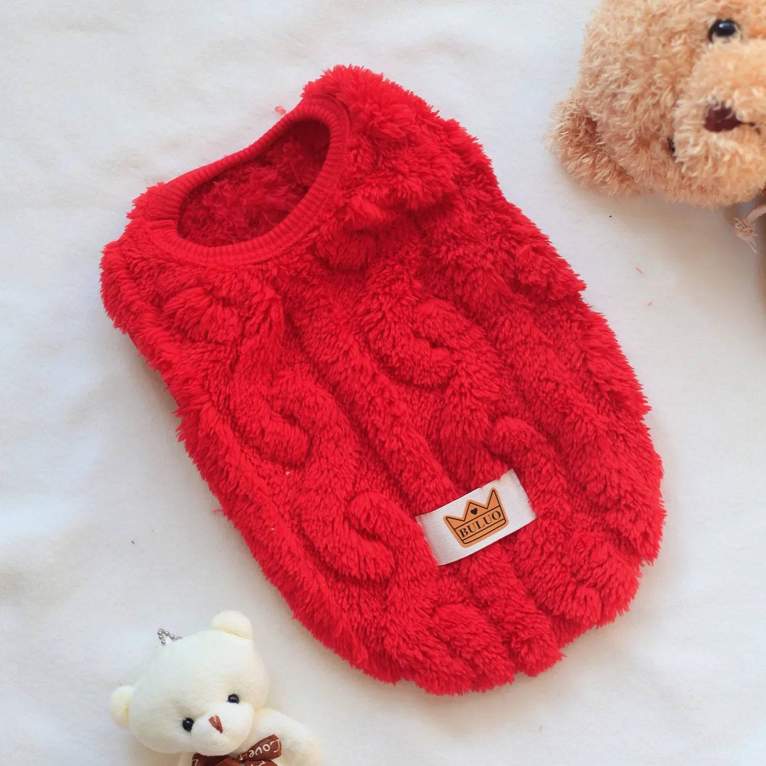 Red Soft Cozy Autumn Winter Warm Fleece Dog Cat Sweaters TRENDYPET'S ZONE