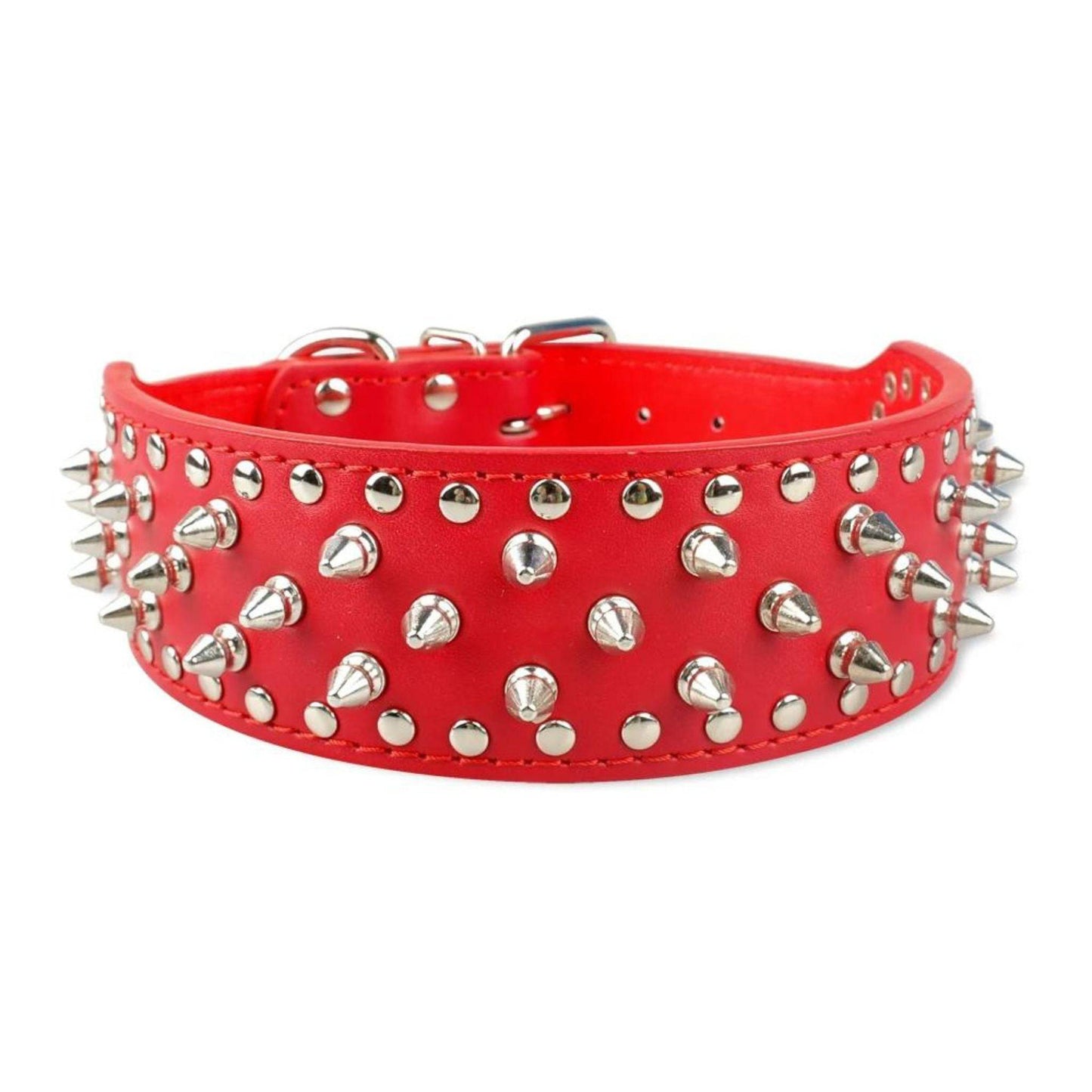 Red Spiked Studded Leather Dog Collar Adjustable Anti-Bite Puppy Neck Strap Collars For Small Medium Dogs TRENDYPET'S ZONE