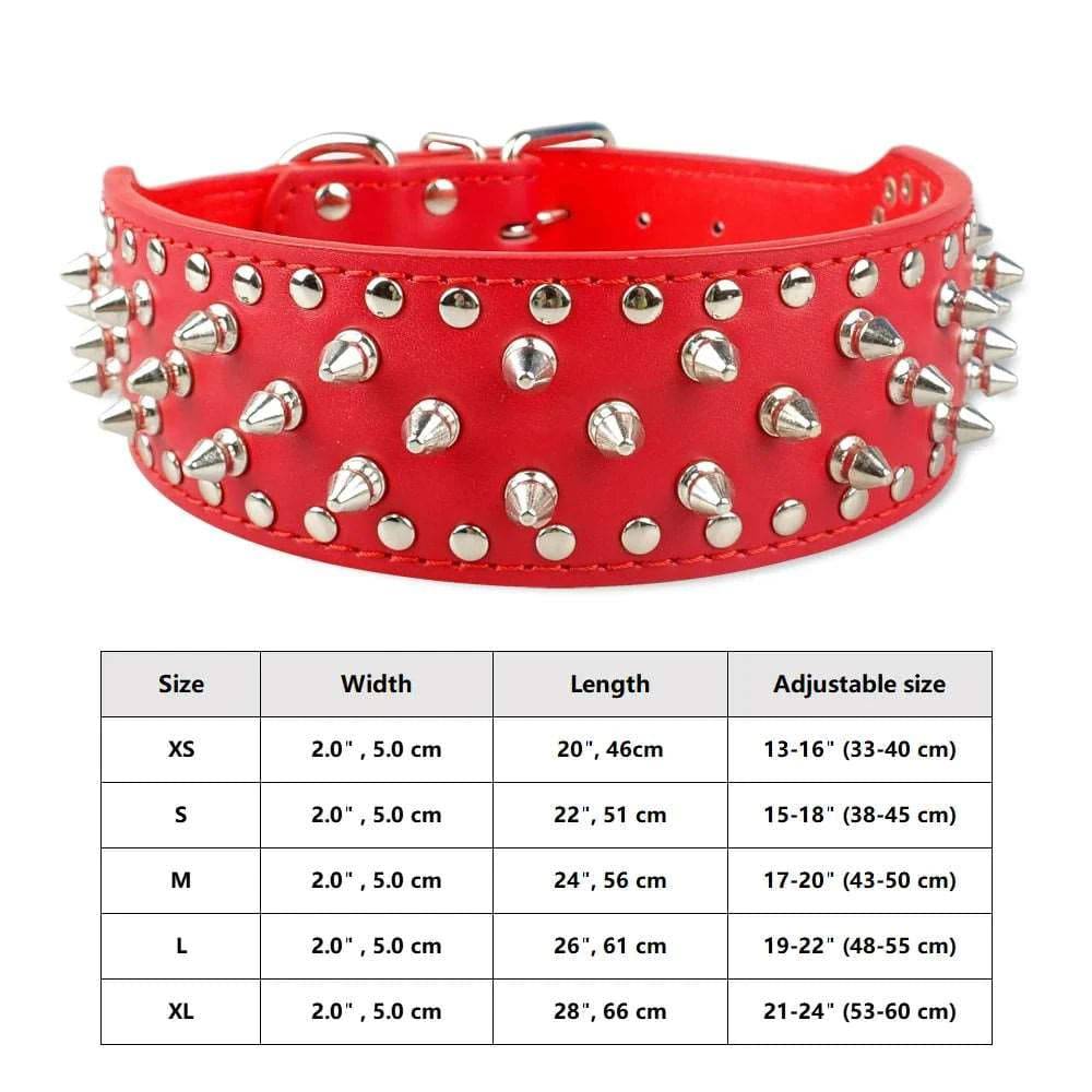 Red Spiked Studded Leather Dog Collar Adjustable Anti-Bite Puppy Neck Strap Collars For Small Medium Dogs TRENDYPET'S ZONE