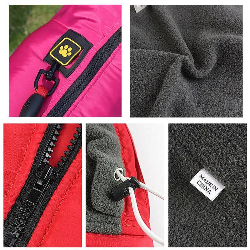 Red Waterproof Dog Clothes for Winter Warm Big Jackets Padded Fleece Pet Coat Safety Reflective Design - Trendypet's Zone