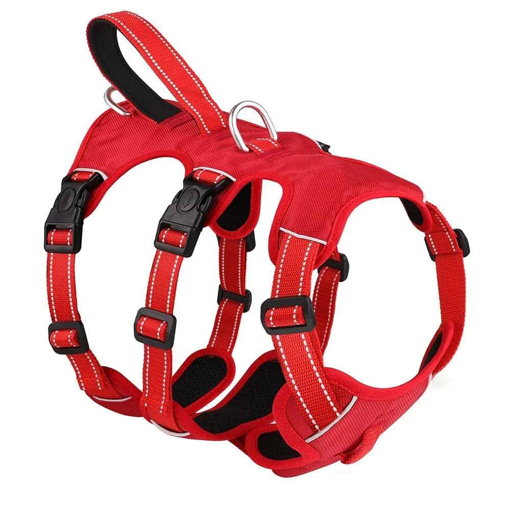 Red Waterproof Dog Harness Safe Buckle Padded Reflective Nylon Vest Medium Large Dog TRENDYPET'S ZONE