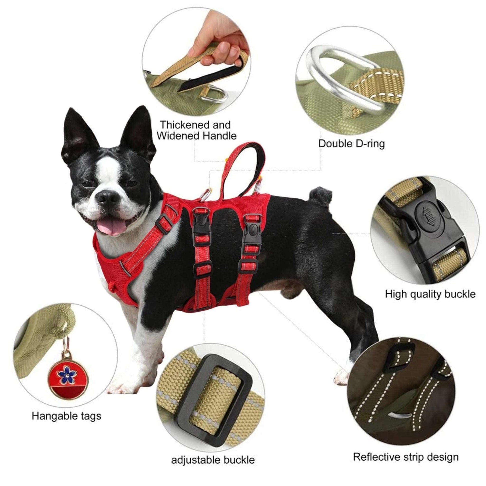 Red Waterproof Dog Harness Safe Buckle Padded Reflective Nylon Vest Medium Large Dog TRENDYPET'S ZONE