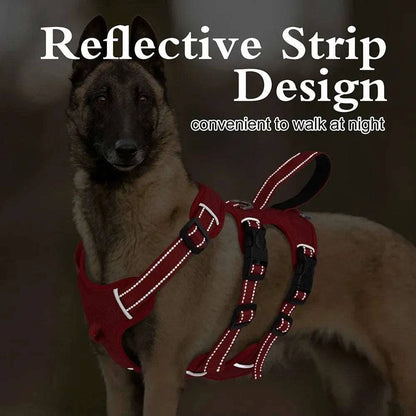 Red Waterproof Dog Harness Safe Buckle Padded Reflective Nylon Vest Medium Large Dog TRENDYPET'S ZONE