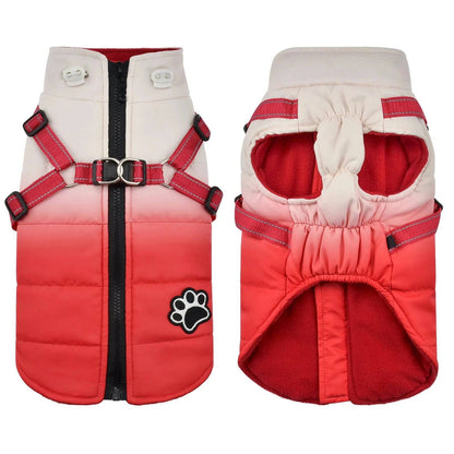 Red Waterproof Dog Jacket With Harness Winter Warm Pet Clothes For Small Big Dogs Coat Outfits TRENDYPET'S ZONE