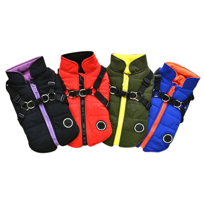 Red Waterproof Dog Vest Jacket with Harness Winter Coats TRENDYPET'S ZONE