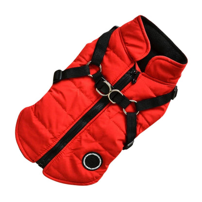 Red Waterproof Dog Vest Jacket with Harness Winter Coats TRENDYPET'S ZONE