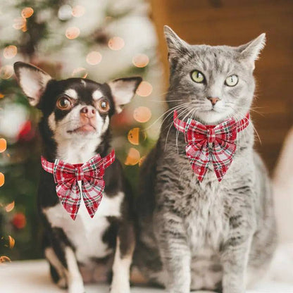 Red White Christmas Snowflake Pet Collar Holiday Bow Design TRENDYPET'S ZONE