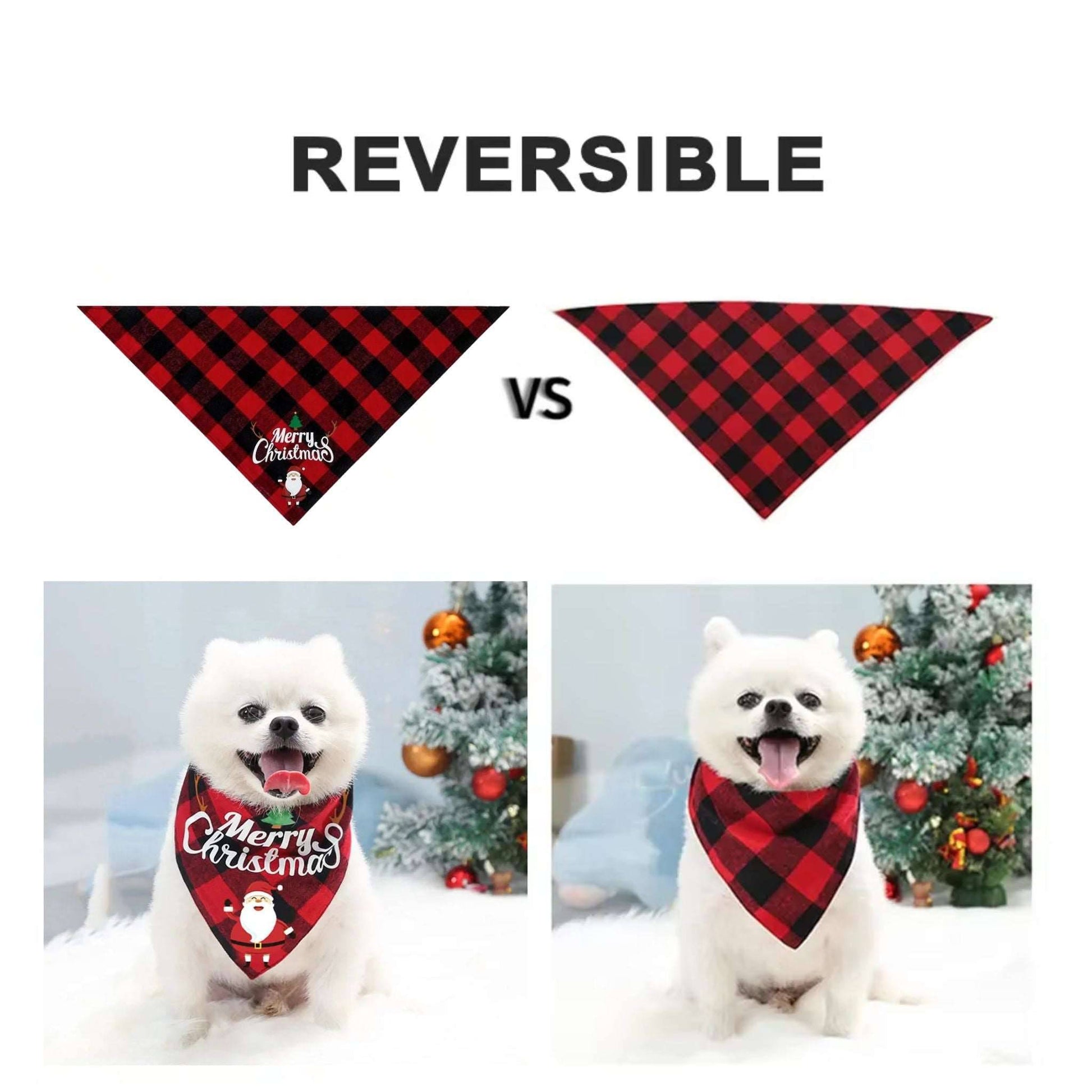 Reversible Pet Bandanas Classic Christmas Scarf Bibs Plaid TRENDYPET'S ZONE