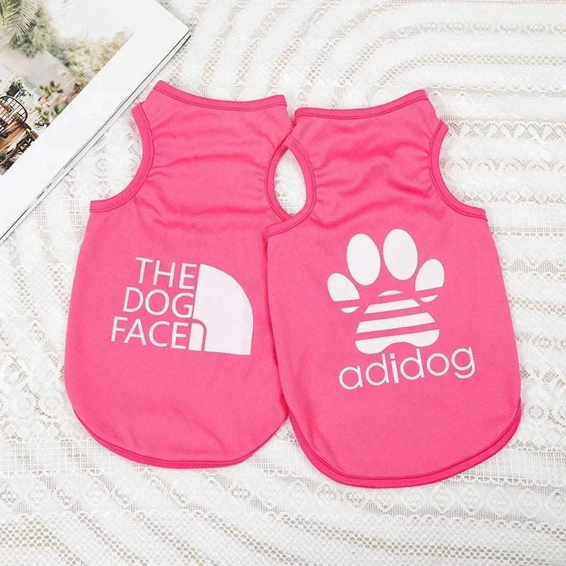 Rose Red Dog Top Puppy Breathable Cool Mesh T-Shirt Cartoon Print Sun Protection Clothing Polyester Thin Vest Summer TRENDYPET'S ZONE