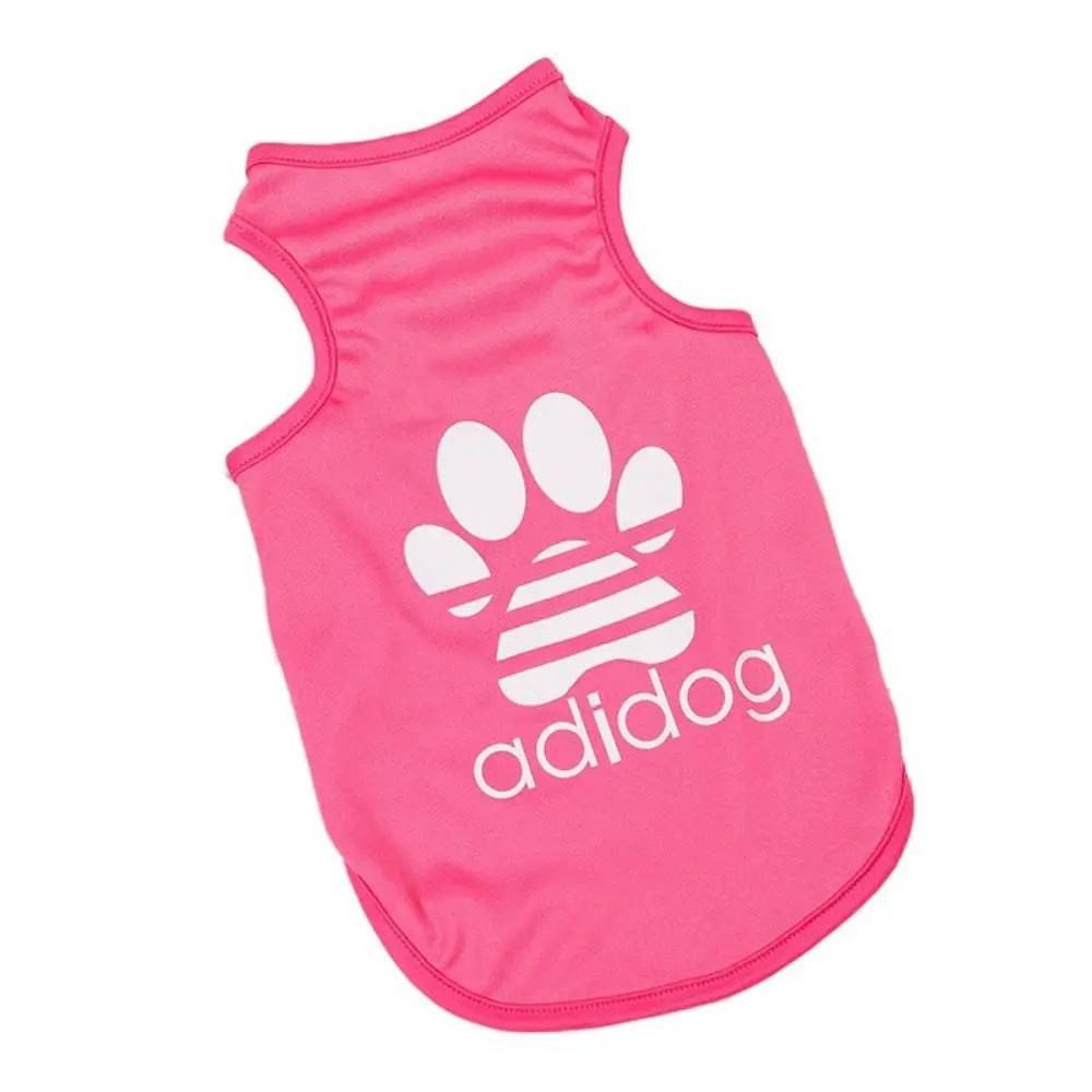 Rose Red Dog Top Puppy Breathable Cool Mesh T-Shirt Cartoon Print Sun Protection Clothing Polyester Thin Vest Summer TRENDYPET'S ZONE