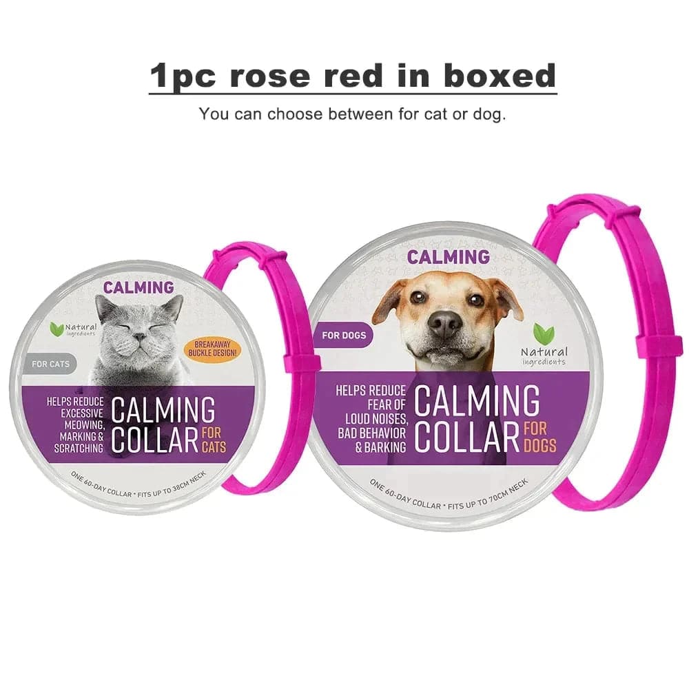 Rose Red Safe Cat Calming Collar 1Pack/60Days Adjustable Anxiety Reduction Pheromone Lasting Natural Calm Pet Collar Boxed OPP Bag - Trendypet's Zone