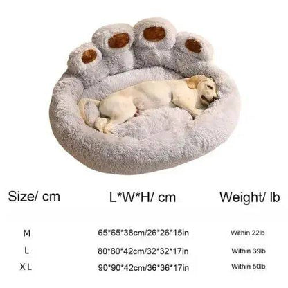 Silver Dog Bed Mat Round Large Pet House Long Plush Deep Sleeping Warm Bear Paw Shape Super Soft Cushion Calm Beds High Quality TRENDYPET'S ZONE