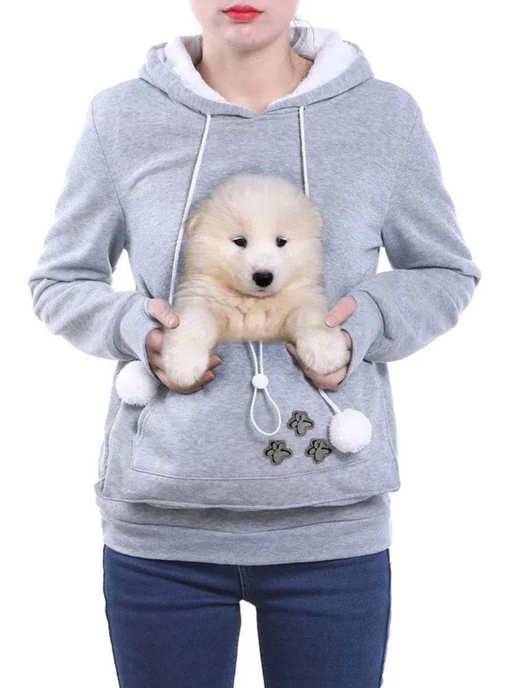 Silver Gray Paw Print High Quality Sweatshirt Cat Dog Lovers Hoodies Kangaroo Pet Paw Ears Cuddle Pouch Pullovers TRENDYPET'S ZONE