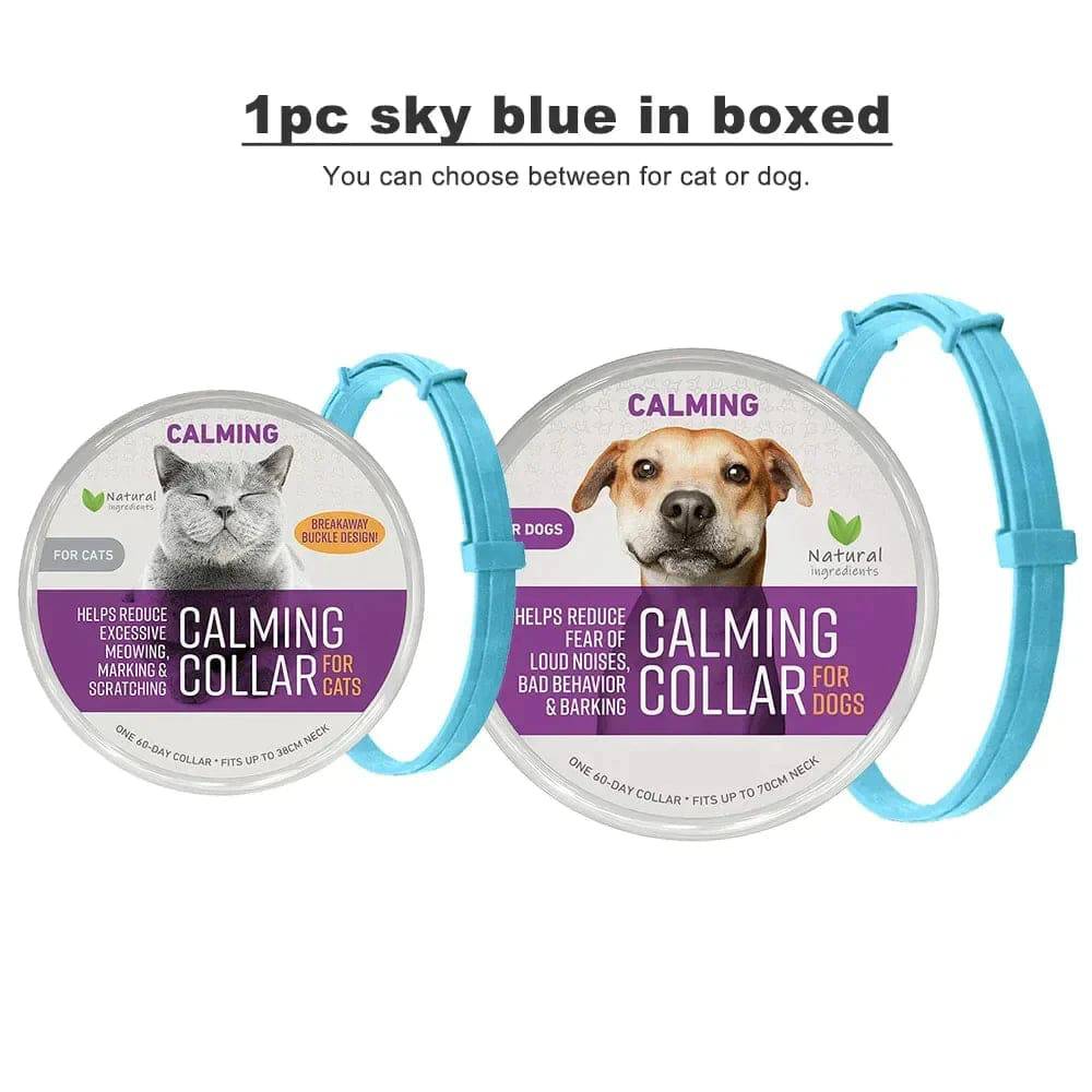 Sky Blue Safe Cat Calming Collar 1Pack/60Days Adjustable Anxiety Reduction Pheromone Lasting Natural Calm Pet Collar Boxed OPP Bag - Trendypet's Zone