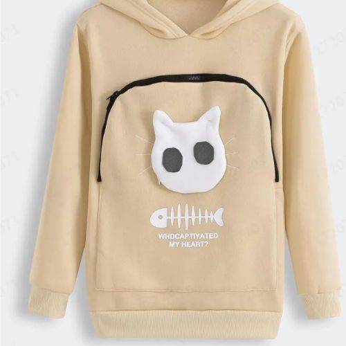 Soil Yellow Fish Print High Quality Sweatshirt Cat Dog Lovers Hoodies Kangaroo Pet Paw Ears Cuddle Pouch Pullovers - Trendypet's Zone