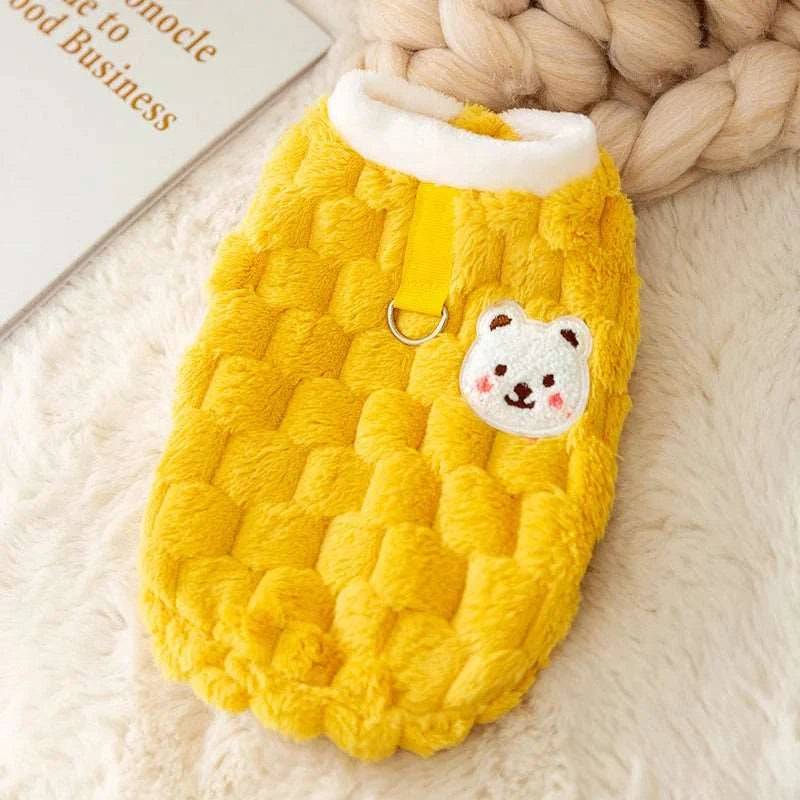 Solid Yellow Winter Warm Hairless Cat Clothes Sweater with Buckle Vest Costume Clothing - Trendypet's Zone