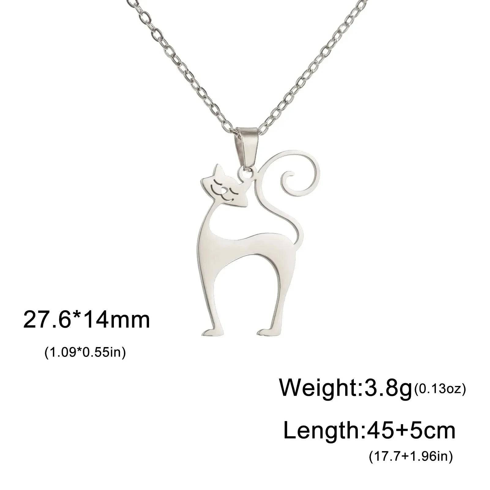 Steel Cat Necklace for Women Funny Animal Stainless Steel Pendant Jewelry - Trendypet's Zone