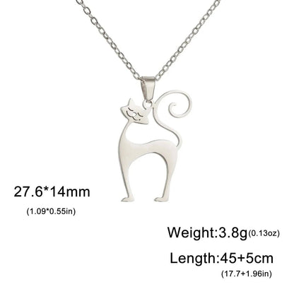 Steel Cat Necklace for Women Funny Animal Stainless Steel Pendant Jewelry - Trendypet's Zone