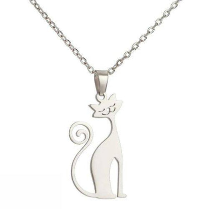 Steel Cat Straight Necklace for Women Funny Animal Stainless Steel Pendant Jewelry - Trendypet's Zone