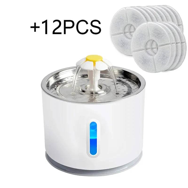 Steel Cat Water Fountain Dog Drink Bowl Active Carbon Filter Automatic Pet Drinking Electric Dispenser Bowls USB Powered - Trendypet's Zone