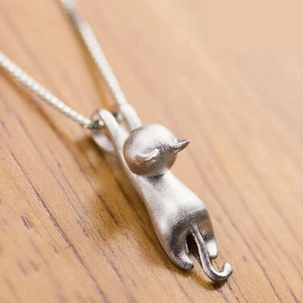 Sterling Silver Cat Necklace for Women Cute Animal Pendant Funny Birthday Gift Fashion Necklace Jewelry - Trendypet's Zone