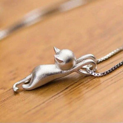 Sterling Silver Cat Necklace for Women Cute Animal Pendant Funny Birthday Gift Fashion Necklace Jewelry - Trendypet's Zone