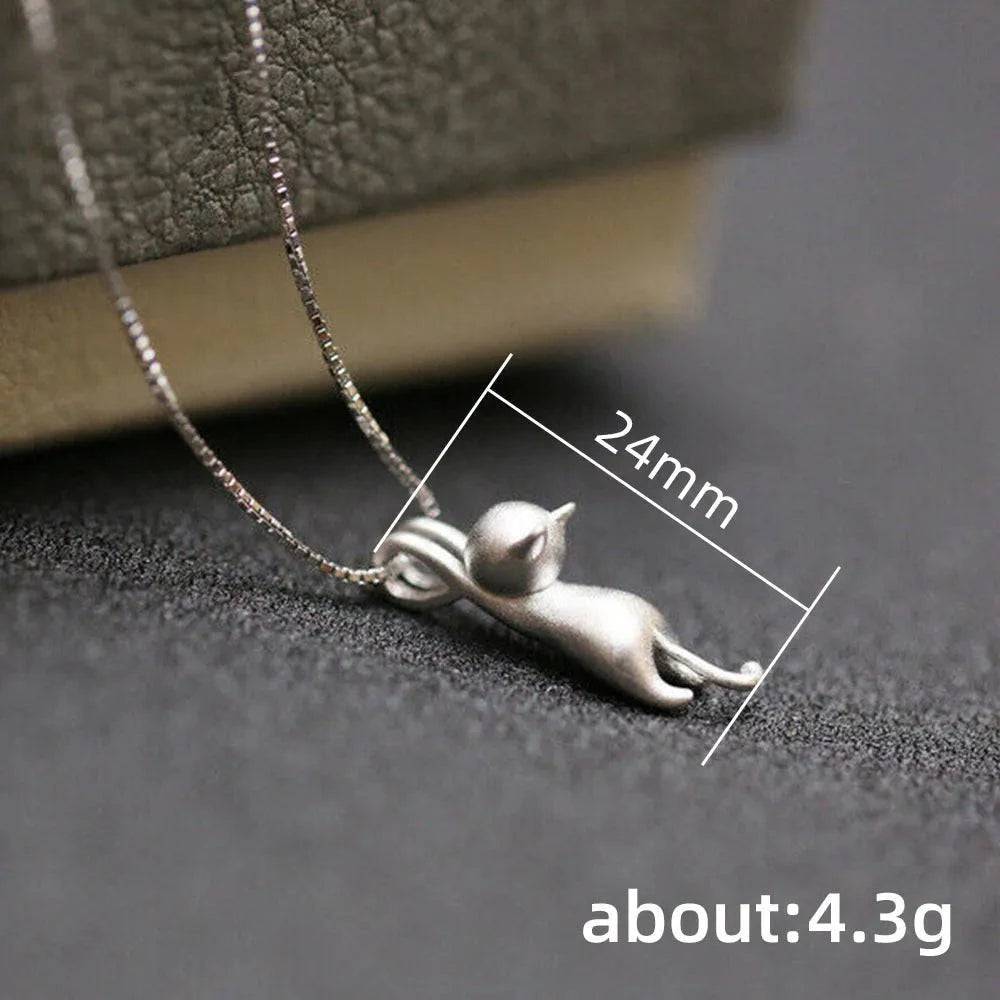 Sterling Silver Cat Necklace for Women Cute Animal Pendant Funny Birthday Gift Fashion Necklace Jewelry - Trendypet's Zone