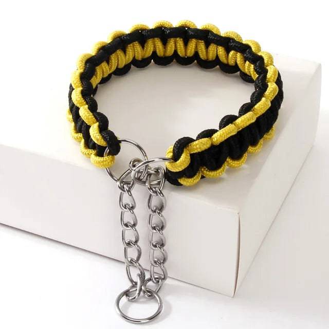 Yellow Black Woven Dog Collars P Chain Nylon Adjustable Collar For Small Medium And Large Dogs TRENDYPET'S ZONE