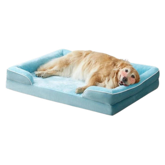 Turquoise Extra Large Bolster Dog Bed with Waterproof Lining & Non-Skid Bottom, Washable, Orthopedic Egg Foam Couch, XL 42"x 30"x 7" TRENDYPET'S ZONE