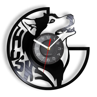 Vinyl Record Wall Clock Vinyl Record (LED) Arctic Home Decor Breed Pet Art Siberian Husky Dog Nice Gift for Dog Lovers TRENDYPET'S ZONE