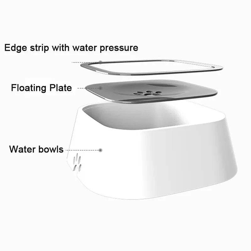 White (1.5L) Pet Dog Cat Floating Water Bowl Drinker Not Wet Mouth Splash Water Not Sprinkler Water Dispenser Portable Bowl - Trendypet's Zone