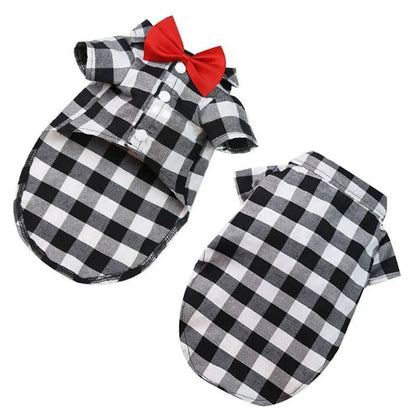 White Bowtie Dog Shirts Classical Plaid Thin Breathable Summer Clothes for Small Large Dogs Puppy Vest Chihuahua Yorkies TRENDYPET'S ZONE