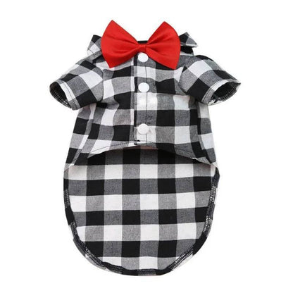 White Bowtie Dog Shirts Classical Plaid Thin Breathable Summer Clothes for Small Large Dogs Puppy Vest Chihuahua Yorkies TRENDYPET'S ZONE