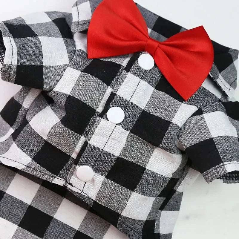 White Bowtie Dog Shirts Classical Plaid Thin Breathable Summer Clothes for Small Large Dogs Puppy Vest Chihuahua Yorkies TRENDYPET'S ZONE